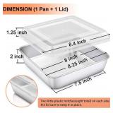 TeamFar Square Cake Pan with Lid (1 Pan and 1 Lid), 8 Inch Square Stainless Steel Baking Tray Cake Brownie Tin For Meal Prep Storage Transporting Food, Healthy and Sturdy, Dishwasher Safe - Retail: $1