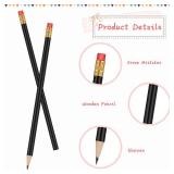 Outus 24 Pieces Round Pencils HB Graphite Pencils Wood Pencils with Eraser Cute Pencil Pack for School Drawing Sketching Wedding Office Supplies(Black) - Retail: $9