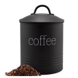 AuldHome Design Enamelware Black Coffee Canister; Modern Farmhouse Style Coffee Storage for Kitchen - Retail: $30