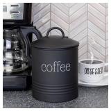 AuldHome Design Enamelware Black Coffee Canister; Modern Farmhouse Style Coffee Storage for Kitchen - Retail: $30