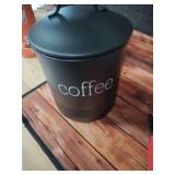 AuldHome Design Enamelware Black Coffee Canister; Modern Farmhouse Style Coffee Storage for Kitchen - Retail: $30