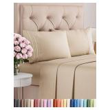 Queen Size 4 Piece Sheet Set - Comfy Breathable and Cooling Bed Sheets Set - Hotel Luxury Bedding for Women, Men, Kids, Teens, Boys and Girls - Deep Pockets, Ultra-Soft, Wrinkle Free - Oeko-Tex - Crea