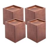 4 Pack Natural Solid Wood Bed Risers, Square Wood Furniture Lifters