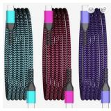 Teeind Braided USB Type-C 6ft Cable 3-Pack - Retail: $12