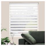 Retails for $171! Zebra Blinds for Windows Dual Layer Light Filtering Privacy Free-Stop Sheer Shades Light Control for Indoor Windows Zebra Shades for Living Room(54 W X 72 H, White)