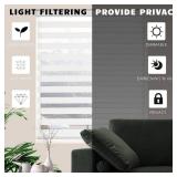 Retails for $171! Zebra Blinds for Windows Dual Layer Light Filtering Privacy Free-Stop Sheer Shades Light Control for Indoor Windows Zebra Shades for Living Room(54 W X 72 H, White)