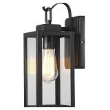 Pia Ricco Outdoor Wall Lights, Matte Black Exterior Light Fixtures with Clear Glass Shade, Waterproof Front Porch Lighting, Modern Sconces Lantern for Outside, House, Garage, E26 Socket, ETL Listed