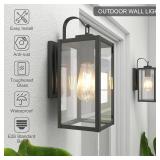 Pia Ricco Outdoor Wall Lights, Matte Black Exterior Light Fixtures with Clear Glass Shade, Waterproof Front Porch Lighting, Modern Sconces Lantern for Outside, House, Garage, E26 Socket, ETL Listed