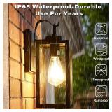 Pia Ricco Outdoor Wall Lights, Matte Black Exterior Light Fixtures with Clear Glass Shade, Waterproof Front Porch Lighting, Modern Sconces Lantern for Outside, House, Garage, E26 Socket, ETL Listed