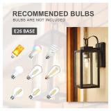 Pia Ricco Outdoor Wall Lights, Matte Black Exterior Light Fixtures with Clear Glass Shade, Waterproof Front Porch Lighting, Modern Sconces Lantern for Outside, House, Garage, E26 Socket, ETL Listed