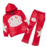 Boys States Red/Heather Grey Stacked Hoodie Track Set