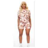 living for it pink tree camo bike short set