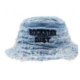 Girls Abbie Blue Distressed Bucket Hat