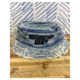 Girls Abbie Blue Distressed Bucket Hat
