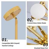 Retails for $190! KCO Lighting Modern Gold Sputnik Chandelier 12-Light Milk Glass Globe Pendant Light Fixture Mid Century Starburst Chandelier Contemporary Dining Lights Ceiling Hanging Lamp (12-Light
