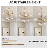Retails for $190! KCO Lighting Modern Gold Sputnik Chandelier 12-Light Milk Glass Globe Pendant Light Fixture Mid Century Starburst Chandelier Contemporary Dining Lights Ceiling Hanging Lamp (12-Light