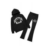 Mallor Black/White Baggy Stacked Hoodie Track Set Size 14