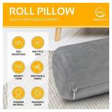 AllSett Health Cervical Neck Roll Memory Foam Pillow, Bolster Pillow, Round Neck Support for Sleeping | Bolster for Bed, Legs, Back and Yoga