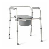 Medline 3-in-1 Steel Folding Bedside Commode Toilet Seat