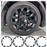 for Tesla Model Y 20 Inch Wheel Rim Protector Hubcaps Induction Wheels Rim Cover Tire Trim Rings Matte Black 4Pcs Model Y Accessories