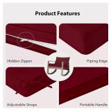 Outdoor Chair Cushions 24x24, Patio Furniture Cushions with Removable Cover, Outdoor Deep Seat Cushion Set with Ties and Handle, Waterproof Outdoor Cushions for Chair Sofa Couch, Burgundy