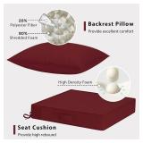 Outdoor Chair Cushions 24x24, Patio Furniture Cushions with Removable Cover, Outdoor Deep Seat Cushion Set with Ties and Handle, Waterproof Outdoor Cushions for Chair Sofa Couch, Burgundy
