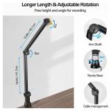 Bietrun Mic Arm Desk Mount(Longer)for Shure SM7B/MV7/Blue Yeti/Nano/Hyperx Quadcast, Adjustable 360 Rotatable Universal Heavy Duty Metal Mic Arm with 3/8" to 5/8" Adapter, Cable Trough, Headset Hook