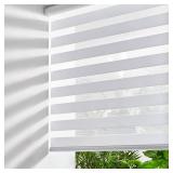 Persilux Zebra Cordless Roller Shades for Windows, Privacy Blinds (29" W x 72" H, White) for Sliding Door, Light Control for Day and Night, Home and Office