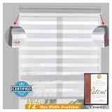 Persilux Zebra Cordless Roller Shades for Windows, Privacy Blinds (29" W x 72" H, White) for Sliding Door, Light Control for Day and Night, Home and Office