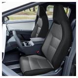 Front Seat Cover Compatible with 2024 2025 Tesla Cybertruck, Heavy Duty Cationic Linen Fabric Seat Protector