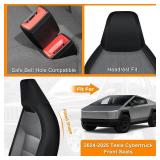 Front Seat Cover Compatible with 2024 2025 Tesla Cybertruck, Heavy Duty Cationic Linen Fabric Seat Protector