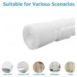 1 Pack Spring Tension Curtain Rods White Ajustable 53-98inchs, 0.86inch Diameter, Extension Spring Tension Rods Suitable for Use in Bathroom Window Screen Curtain Wardrobe (white)