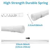 1 Pack Spring Tension Curtain Rods White Ajustable 53-98inchs, 0.86inch Diameter, Extension Spring Tension Rods Suitable for Use in Bathroom Window Screen Curtain Wardrobe (white)