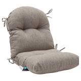 QILLOWAY Indoor Outdoor Seat Back Chair Pads Tufted Cushion, Spring/Summer Seasonal Replacement Cushions. (1Count, TAN/Grey)