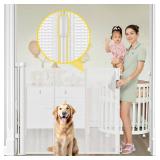 Reinforced 42 Extra Tall Retractable Dog Gate for Doorways 59 Wide Mesh Baby Gate, Tall Baby Gates for Stairs with Rods to Prevent Crawling Through Retractable Pet Gate Indoor Outdoor, White