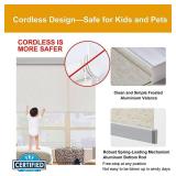 Persilux Cordless Roller Shades Light Filtering Window Shades Pull Down Natural Woven UV Protection Roller Blinds for Indoor Window Blinds for Home Office Living Room (Cream 40" W x 72" H)