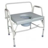 Extra-Wide DMI 500 lb Capacity Portable Drop-Arm Bedside Commode, Adjustable Extra-Wide Seat, Bucket and Lid Included, Adjustable Legs, Grey