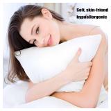 Ultra Thin Flat Soft Bed Pillows Standard Size Set of 2 Pack for Sleeping 20"x26", Hypoallergenic Skin Friendly Machine Washable