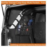 Hooke Road Bronco Roll Bar Storage Cargo Bag Rear Trunk Multi Pockets Cage Organizer for 2021 2022 2023 2024 2025 Ford Bronco 4-Door Interior Accessories (Exclude Bronco Raptor & Sport)