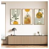 ANHUIB Boho Minimalist Canvas Wall Art 16x24 Inch Dandelion Plant Wall Decor Modern Geometric Artwork Abstract Line Botanical Painting Set if 3 for Living Room Bedroom Dining Room