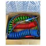 CheeMuii 15 Ft Coiled Air Brake Hoses & ABS Electrical Power Wire Assembly with Tender Spring Kit and Gladhands & Handles 3 in 1 Semi Truck Air Lines Kit