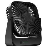 OLV Desk Fan 4 Speeds Stronger Cooling Airflow Portable Small Fan Rechargeable Ultra Quiet Personal Mini Fan for Office,Bedroom,Home Kitchen Outdoor Activities Adjustable 360 Tilt Head Black