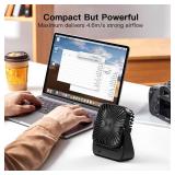 OLV Desk Fan 4 Speeds Stronger Cooling Airflow Portable Small Fan Rechargeable Ultra Quiet Personal Mini Fan for Office,Bedroom,Home Kitchen Outdoor Activities Adjustable 360 Tilt Head Black