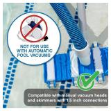 Poolmaster Manual Pool Vacuum Hose 30 Ft x 1-1/2 for Inground & Above Ground Pools Not for Automatic Cleaners Kink-Free, Heavy Duty Pool Cleaner Hose with Swivel Cuff Made in USA