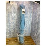 PHI VILLA 7ft Beach Umbrella with Fringe & Sand Anchor, Outdoor Patio Heavy Duty Windproof Portable Tassel Umbrellas for Sand with Push Button Tilt & Carrying Bag, UPF 50+, Light Blue (No Base)