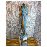 PHI VILLA 7ft Beach Umbrella with Fringe & Sand Anchor, Outdoor Patio Heavy Duty Windproof Portable Tassel Umbrellas for Sand with Push Button Tilt & Carrying Bag, UPF 50+, Light Blue (No Base)