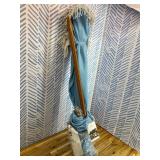 PHI VILLA 7ft Beach Umbrella with Fringe & Sand Anchor, Outdoor Patio Heavy Duty Windproof Portable Tassel Umbrellas for Sand with Push Button Tilt & Carrying Bag, UPF 50+, Light Blue (No Base)
