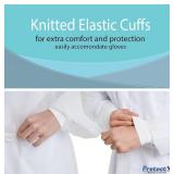 ProtectX (White 10 Pack) Disposable Breathable Polypropylene Isolation Gown with Elastic Knit Cuffs, Covered Back, Extra-Long Double Ties, Universal Size