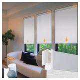 28"W x 72"H Motorized Blinds No Drill Automatic Blinds for Windows Cordless Roller Shades Electric Blinds with Remote Control Smart Blinds (White, 28 x 72), MH100