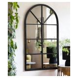 OGCAU Wall Mounted Mirror, Arched Wall Mirror, 24"x42" Arched Window Mirror, Farmhouse Window Mirror with Iron Frame, Mirror Wall Decor for Bedroom, Entryway, Living Room (Black) Wdm Black 24" x 42"